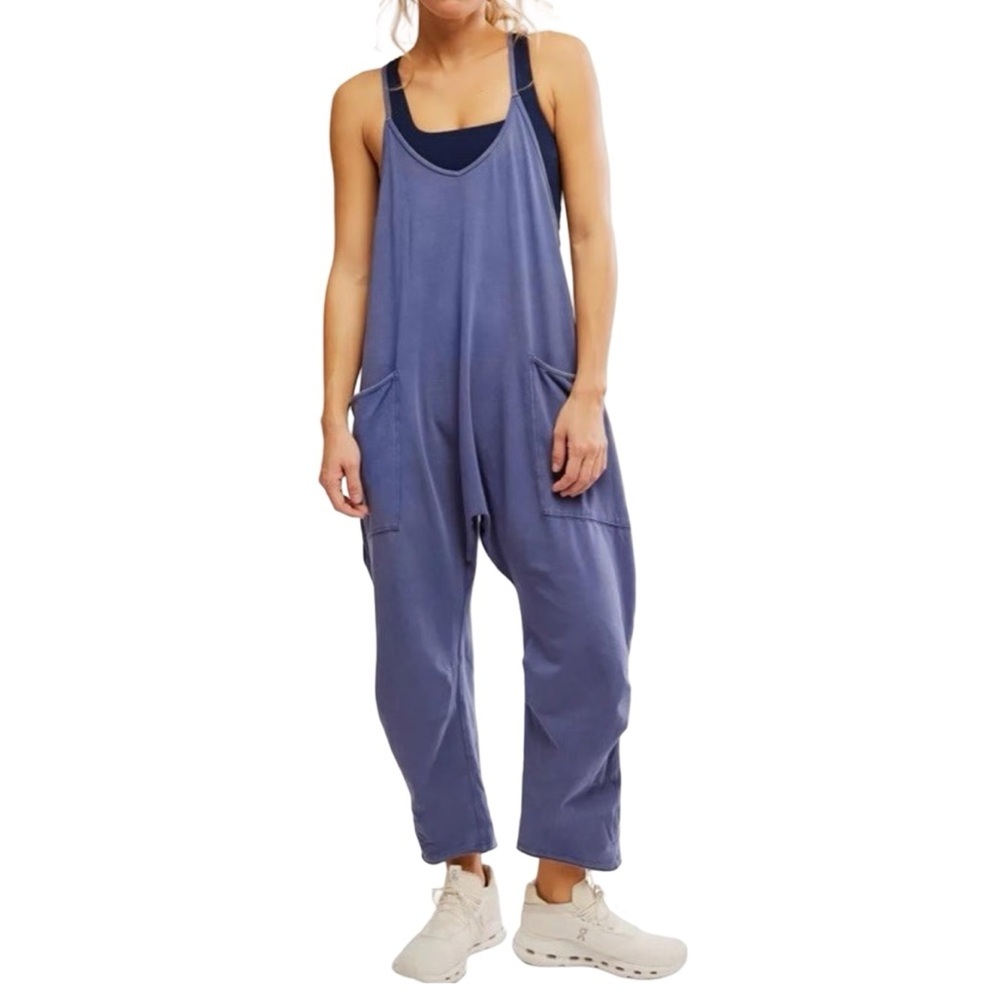 Free People Lavender Blue Relaxed Pocket Jumpsuit